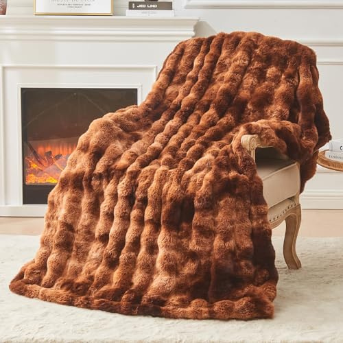 EMME Bubble Decke Sofa Kuscheldecke Kaninchen Plüsch Dicke Decke, Wohndecke Flauschig Sofaüberwurf Couchdecke, Fleecedecke, Flauschige Wohndecke für Couch