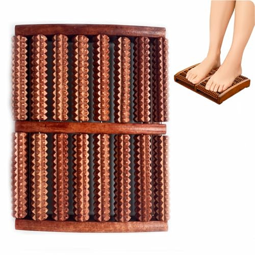 Smaoqingji Fußmassageroller Holz Roller Fußmassagegerät Fußroller - 1 Stück Braun, Fussmassageroller Igelball Fussroller Massageroller, Kann Leicht Stress Abbauen und die Blutzirkulation Verbessern