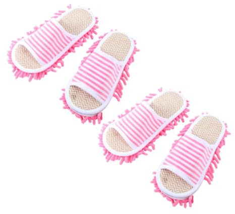 GARVALON 2pares Zapatillas De Mopa Pantuflas Lavables y Desmontables para Mujer para Limpiar