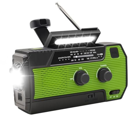 Jooehyer Emergency Weather Radio FM/AM/NOAA Portable Hand Crank Radio,Flashlight,Solar Powered 4000mAh for Outdoor Camping European