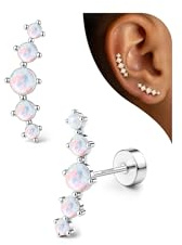 Adramata Flat Back Earrings Sterling Silver Stud Earrings for Women | Hypoallergenic Helix Earring,Cartilage Earring,Silver/Gold Plated Conch Tragus Helix Piercing Jewellery