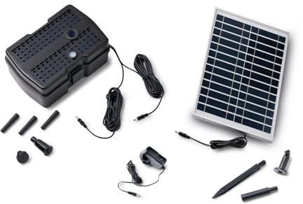 Pontec PondoRell 1500 UVC Solar - Solar Pond Filter and Fountain With UV Light For Chemical-Free Algae Treatment With Compact Filter Box and Multiple Spray Heads - for Ponds Up to 1,500 Litres