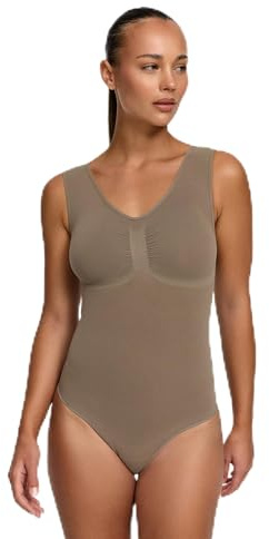 CFab Shapewear Damen Body Bauchweg mit String Tank Bodysuit | Starke Bauchkontrolle String Design nahtloser Komfort breite Träger und sicherer Sitz unter enger Kleidung