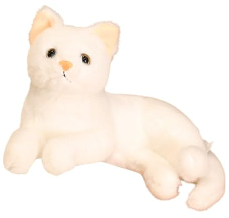 Xiyocadt Kuscheltier Katze Lebensecht, 30 cm Simulation Kurzhaar Nette Katze Puppe, Flauschiges Plüschkätzchen, Plüschfigur Spielzeug Für Kinder Frauen (29 cm, Weiß)