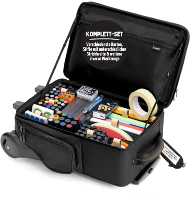 Neuland Novario® WorkshopTrolley Stick-it I Moderationskoffer mit Inhalt I Trolley mit 900 selbstklebenden Moderationskarten, 73 Flipchart Markern & Aufbewahrungsboxen I Rollkoffer & Flipchart Zubehör
