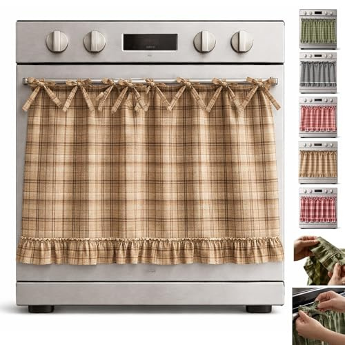 JNinuxes Gonnellina Per Forno Artigianale Tende Decorative A Scomparsa Per Mobili Ed Elettrodomestici Installazione Facile Nasconde Il Disordine Ideale Per Forni, Lavastoviglie E Lavatrici(Oat)