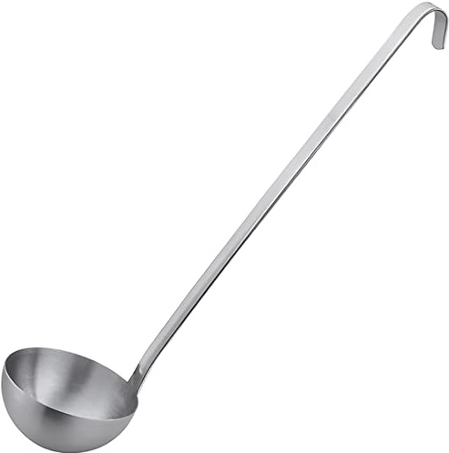 Vollum 1-Piece Stainless Steel Ladle - Heavy Duty Commercial Thick Stainless Steel - 8 Ounce (3.9 Bowl Diameter, 15.1 Handle Length)