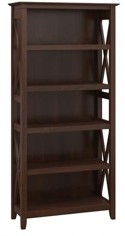 Bush Furniture Key West - Estantería alta de 5 estantes en color cereza Bing