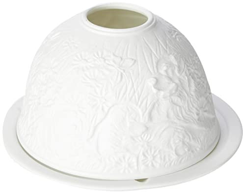 Nordic Light Teelichthalter, Set aus Lampenschirm und Teller, Welpen, Esszimmertisch, Wohnaccessoires, Porzellan-On, weiß gemustert, Einheitsgröße