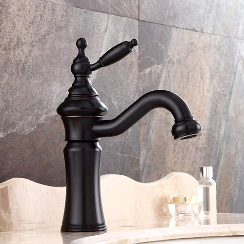 YAWEDA Wasser-Hahn Groß-Und Einzelhandel Rose Gold Messingbadezimmer-Bassin-Hahn-Wannen-Hahn-Schwenker-Tülle Vanity-Wannen-Hahn-Mischer, Antik Schwarz