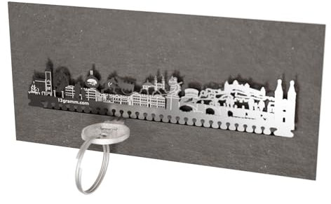 13gramm Würzburg Skyline Schlüsselbrett – Edelstahl Silhouette, praktische Schlüsselaufbewahrung, stilvolles Wohnaccessoire und Geschenk für Würzburg Fans