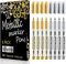 Whaline Metallic Marker Pens, 8 Pcs Permanent Markers Pen for Back to School, Card Making, Scrapbooking Crafts, Wedding Guest Book(Gold and Silver)