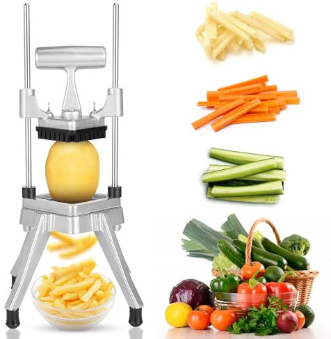 WICHEMI Commercial Vegetable Chopper Dicer Commercial Onion Dicer Cutter Stainless Steel Vegetable Fruit Chopper French Fry Cutter Heavy Duty Food Dicer Chopper for Potatoes Peppers Mushrooms (1/4)