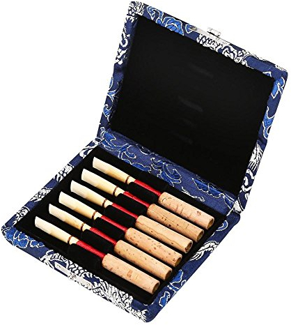 Bnineteenteam Oboe Reeds Case Saxophon Reeds Box aus Holz und Seide Abdeckung Reed Fall(Blau) Musikinstrumentenzubehör Zubehör Für Musikinstrumente