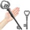Zezzxu Large Cast Iron Key,2 PCS Vintage Cast Iron Decorative Wrought Iron Crafts Key for Home Wall Decor