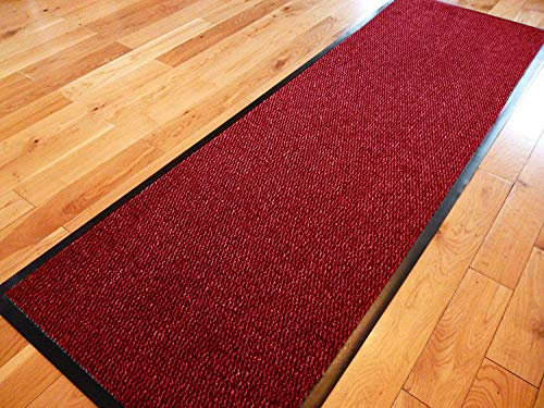 TrendMakers Dirt Stopper Carpet Runner Door Mats | 90cm x 300cm WINE RED/Black | With PVC Rubber Back For Home Office Kitchen Mats | POLYPROPYLENE PILE