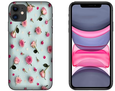 Generico Cover compatibile con Cover Apple iPhone 11 Primavera Rose con Sfondo Azzurro/Gel di silicone morbido TPU