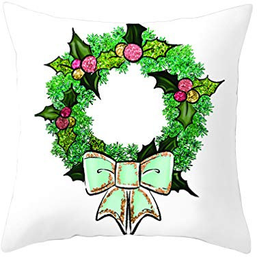 Nunubee Sofakissenbezug Haushaltskissenbezug Quadratischer Kissenbezug Weiches Und Langlebiges Schlafsofa Home Decoration Cute Green Garland 45 * 45Cm # 4