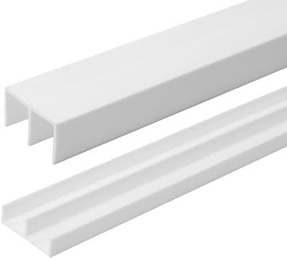 1/2 Panel Sliding Door Track - 48 White Plastic Upper & Lower Set, USA Made, Pack of 1 - Outwater