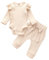 Geagodelia Babykleidung Set Baby Mädchen Kleidung Outfit Langarm Body Strampler + Hose Neugeborene Weiche Einfarbige Babyset T-45461 (Beige, 0-6 Monate)