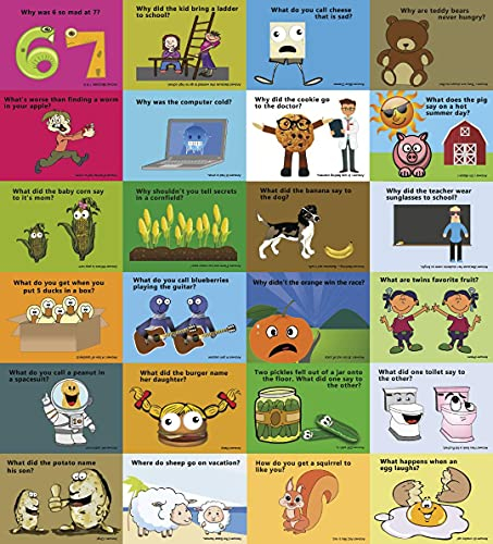 Lunch Box Jokes for Kids - 26 Cute Funny Joke Note Cards for Boys & Girls Lunchbox - Blank on Back - 5x3.75