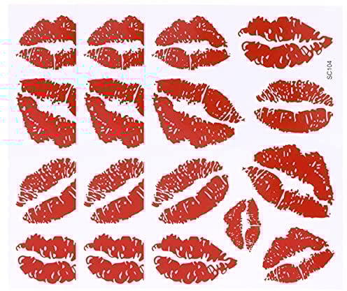 6Pcs Rote Lippen Aufkleber Kuss Aufkleber Decals Temporäre Tattoo Aufkleber Wasserdichte Tattoo Dekorative Aufkleber für Neck Bein Gesicht Brust Wasser Flasche