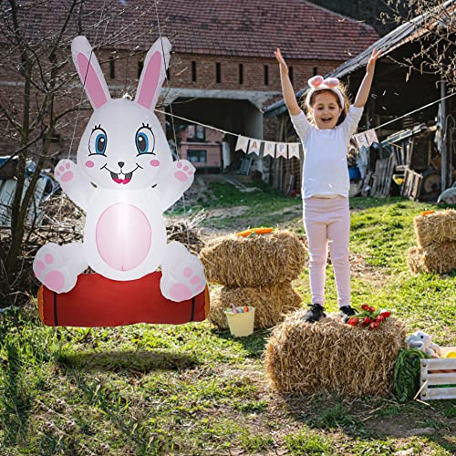 BYNYXI Aufblasbarer Osterhase mit LED, 1.2M Sitzender Hase Hängender Baum Aufblasbares Kaninchen Karotte Osterdeko Outdoor Leuchtend Hase Figur groß Rasen Gartendekoration für Ostern