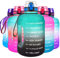 QuiFit 2.2 Litre Motivational Water Bottle - with Strainer & Time Marker,Fruit Infuser Travel Water Jug for Outdoors Sports Fitness BPA Free (Green-Black, 2.2 L)