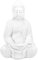 Relaxdays Buddha Figur sitzend, 70 cm hoch, XL Garten Dekofigur, wetterfest & frostsicher, Dekoskulptur Wohnzimmer, weiß