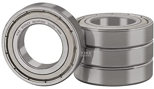 XiKe 4 Stück 6006ZZ Kugellager 30x55x13mm Chromstahl und Vorgeschmiert, 6006-2Z Rillenkugellager mit Metall-Doppeldichtungen.