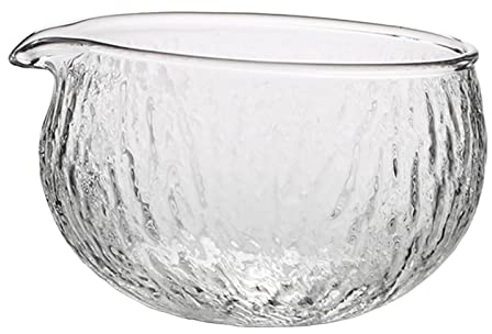 Sharplace Matcha Bowl with Pouring Spout,Thick Heat Resistant Clear Matcha Glass, Japanese Mixing Bowl for Green Tea Easy Whisking Design,
