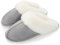 Hausschuhe Damen Herren Winter Plüsch Warm gefüttert Hausschuhe Pantoletten Bequeme Rutschfeste Flache Slippers Grau, 36/37 EU