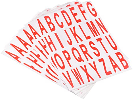 sourcing map 10 Stück Buchstaben-Aufkleber, rotes Alphabet, klebrige Buchstaben, PVC-Vinyl, für Briefkastenadresse, Fenstertür