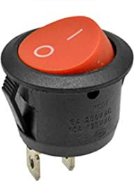 KCD1 Wippschalter, 2-polig, 3-polig, 4-polig, 20 mm, ON-OFF-ON, runde Bootsschalter-Kappe, Armaturenbrett, 2-polig, rund, Rot, 5 Stück