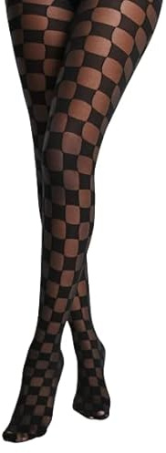 SENTELEGRI Sexy Damen-Strumpfhose, Schachbrettmuster, 40/20 Denier, kariert