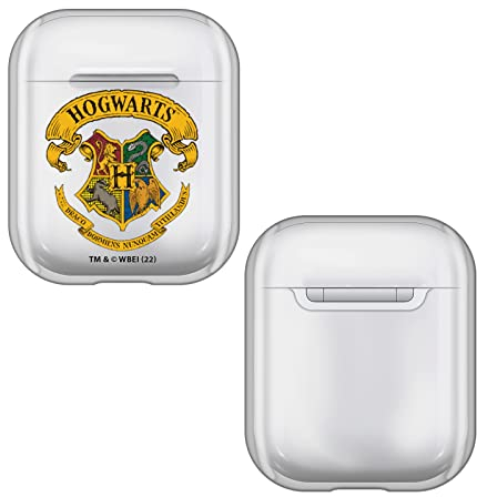 Head Case Designs Offizielle Harry Potter Hogwarts Wappen Und Schilde Durchsichtig Harte Kristall Handyhülle Hülle Huelle kompatibel mit Apple AirPods 1 1st Gen / 2 2nd Gen Charging Case