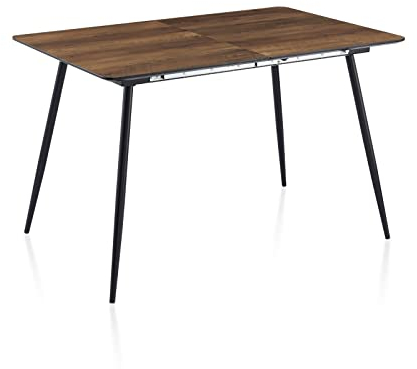 TUKAILAI Esstisch Ausziehbar 120-160cm, Küchentisch aus Holz für 4–8 Personen, Esszimmertisch mit Metallbeinen, Moderner Rechteckiger Tisch Speisetisch für Küche Esszimmer Wohnzimmer, Walnuss