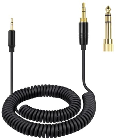 Cavo a spirale QC45 compatibile con cuffie Bose QuietComfort, QuietComfort Ultra, QC45, QC35, QC35 II, QC25, NC700, OE2, Soundlink, SoundTrue, cavo AUX da 2,5 mm a 3,5 mm con adattatore da 6,35 mm