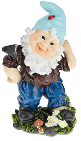 Relaxdays Nain de Jardin avec pioche, résiste aux intempéries, HxLxP : 32x19x14 cm, Figurine, Lutin, Multicolore