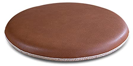 ZIBENE Stuhlkissen Rund 35cm, Sitzkissen Stuhl Dicke Polsterung, Stuhlkissen 35x35 Ohne BäNder, Wasserdicht Leder Sitzpolster Gartenstuhl Outdoor SonnenbestäNdig Keine Notwendigkeit Zu Waschen Braun