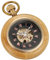 Tiong Holz-Taschenuhr, mechanisch, Steampunk, elegant, Kupfer, Holz, offenes Zifferblatt, Herren-Taschenuhren mit Kettenbox