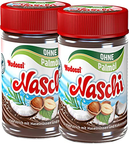NUDOSSI® Bread Spread Naschi 2x300g (21.16 Oz) - Without Palm Oil - Hazelnut Spread with grated Coconut/Germany