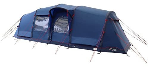 Berghaus Air 600 Nightfall Tent for 6 People with Bedrooms, Living Area, 6 Man, Inflatable, Easy to Pitch, Tunnel, Large and Spacious, Family Camping, Festivals, 6000mm HH, Blue