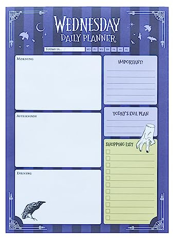 Ofizieller Wednesday Addams Fanartikel: Erik Tagesplaner A5 - Terminplaner A5 mit Wednesday Addams Design - Tischkalender ohne Datum