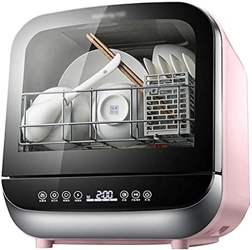 Lave-Vaisselle de Table Compact Mini Lave-Vaisselle avec 4 programmes Lave-Vaisselle de Table Lave-Vaisselle Slimline Consommation d'eau : 5 L (Couleur : Rose, Taille : 37,8 * 41,2 * 42,2 cm)