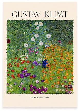 Nacnic Lámina poster de Jardín de flores Cuadros decorativos para tu salón, dormitorio, hogar. Estampados de arte de pared. Impresiones de pared estética inspiradas en Gustav Klimt A3