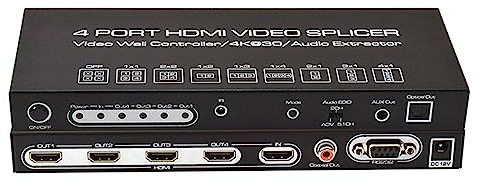 4K @ 30HZ 2x2 Video Wall Controller 1 HDMI Input 4 HDMI Output Video Processor Support screen 180 degree rotation support 1X1 1X2 2X1 2x2 1X3 3X1 1X4 4X1