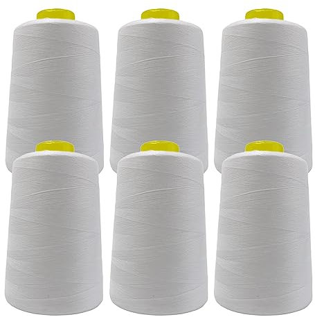 6 rotoli di filo per cucire, accessori per cucire ad alta resistenza, bobina di filo per cucire, 40/s, varietà di colori, artigianato, abbigliamento, (6 pezzi, bianco 101-5000Y)