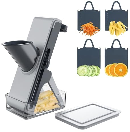 Tenta Kitchen Cortador de verduras de mandolina, con 4 modos de corte para rebanar, dados, picar, juliana, utensilios de cocina multifuncionales, cortador de verduras, cortador de verduras, cortador