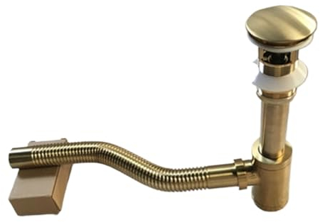 P Trap Kupfer-Abfluss-Set, Messing, rund, Siphon, Desodorierung, Badezimmer-Waschtisch, Waschbecken, Rohrabfluss mit Pop-Up-Abtropffläche, gebürstetes Gold. Siphon für Waschbecken (Color : Style 5)